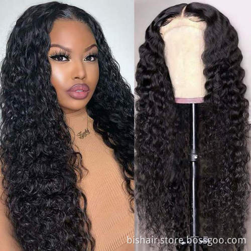 BIS  Transparent lace front human hair wigs for black female remy brazilian kinky curly 4x4 wig lace closure